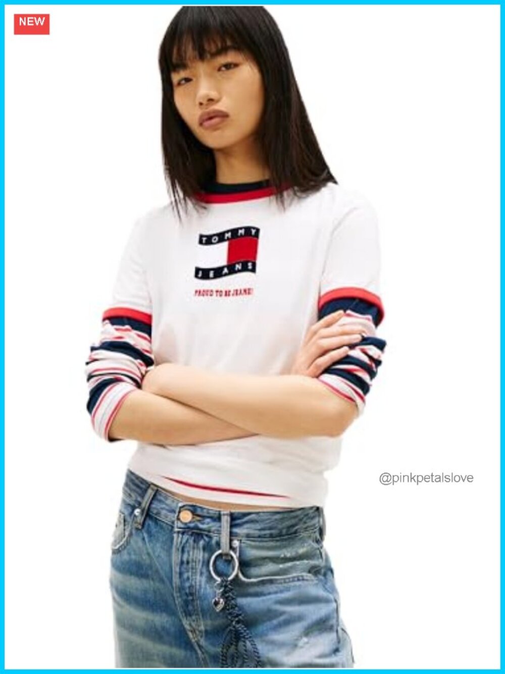 Women's Cotton Graphic Ringer T-Shirt Regular Fit Short Sleeve